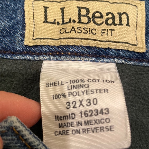 LL Bean Flannel Lined Jeans - Picture 3 of 5